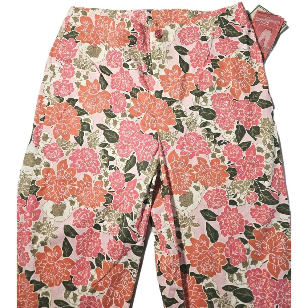 White Stag Women's Multicolored Pink Floral Mid-Calf Capri Size 4 New with Tags - Picture 7 of 7